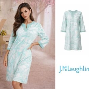J. McLaughlin Seafoam Green Marbled Print Dress Size Small